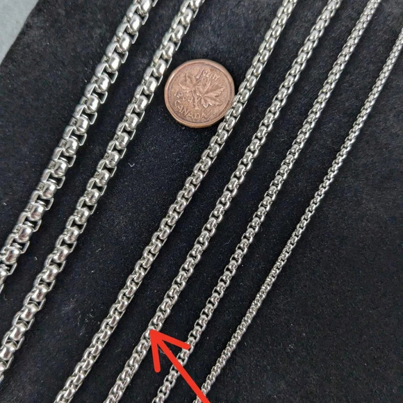 3.5mm stainless steel necklace box chain rolo link - Picture 2 of 5